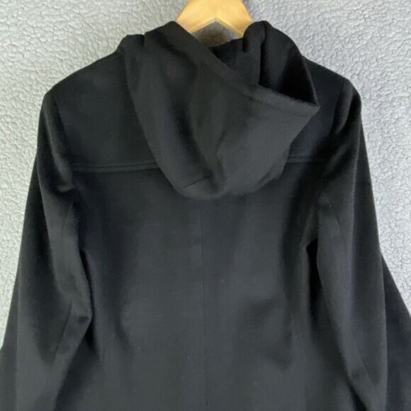 Michael Kors Black Hooded Wool Coat Women's Size 6 Mid Length Overcoat Lining * - Picture 6 of 16